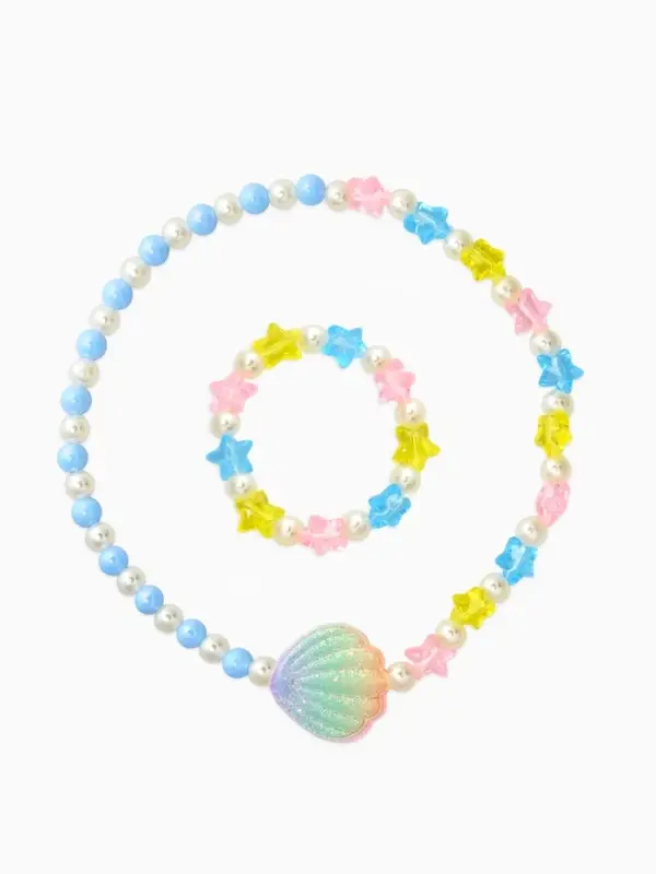 Набор детский "Выбражулька" 2 пред-а: бусы, браслет, ракушка, цветной