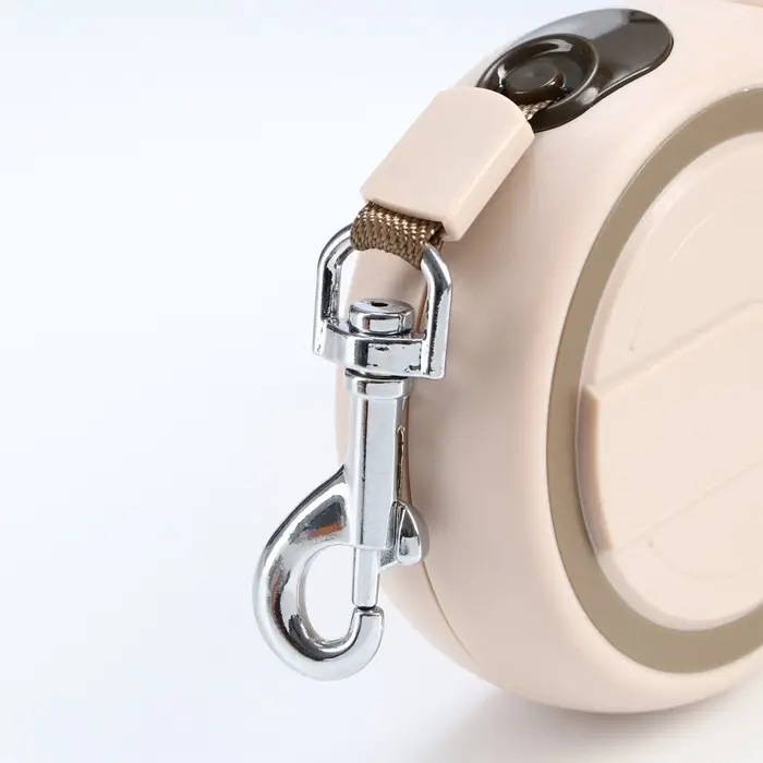 Рулетка, 3 м, до 15 кг, с системой эффективного скручивания поводка. бежевая, коричневая