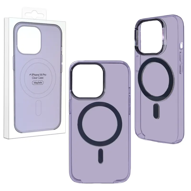 Чехол для iPhone 14 Pro Clear Case Purple (MagSafe + анимация NFC Clear) ORG