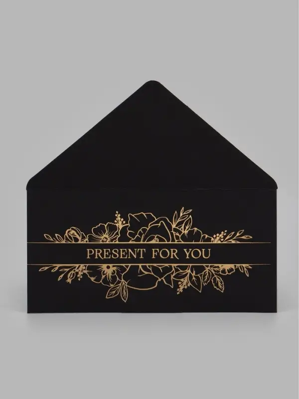 Конверт для денег Present for you, 16.5&times;8 см, тиснение, чёрный крафт