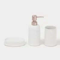 Набор для ванной &laquo;Бэкки&raquo;, 3 предмета, мыльница, дозатор для мыла, стакан, белый