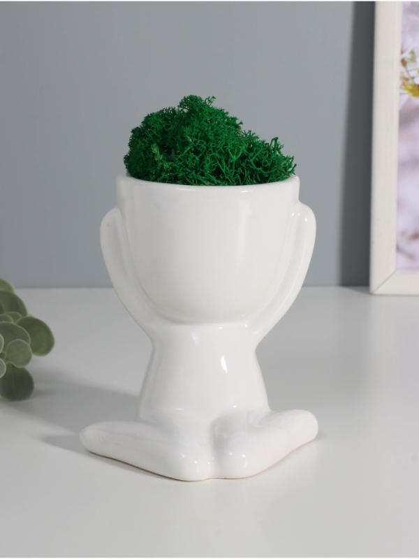 Кашпо керамика  Кашпо керамика "Мистер Грин" любитель тишины 11,5*10*9 см белый