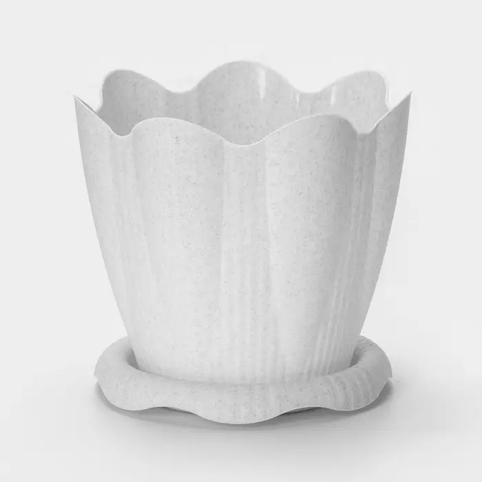 Горшок для цветов с поддоном &laquo;Эдельвейс&raquo;, 5.3 л, d=24 см, h=21.8 см, мраморный