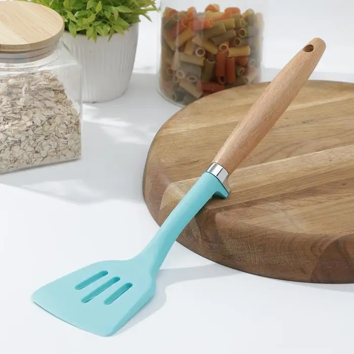 Лопатка с прорезями Доляна «Лагуна», 29 см, цвет голубой