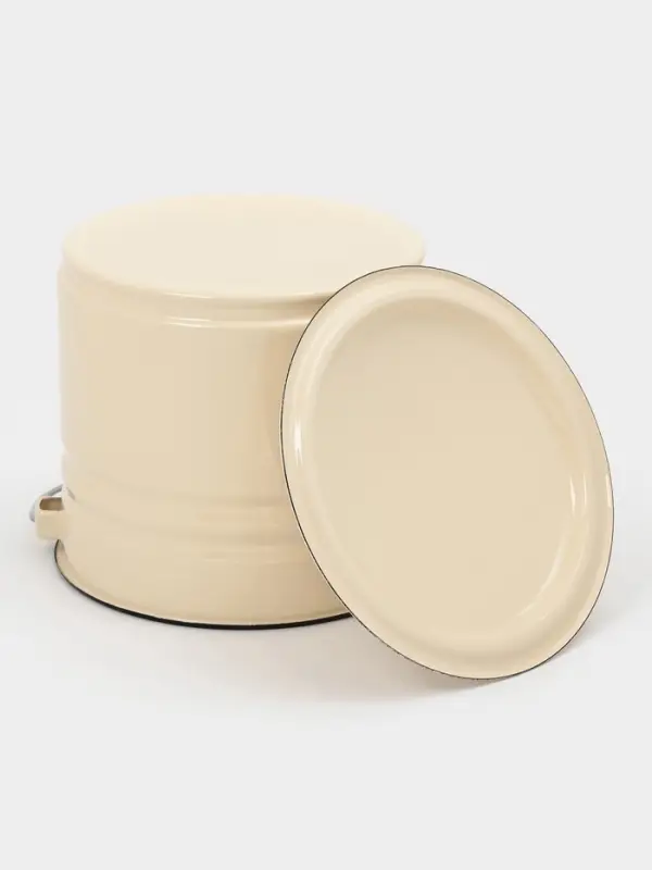 Ведро эмалированное, 10 л, без декора, с крышкой и ручкой, слоновое