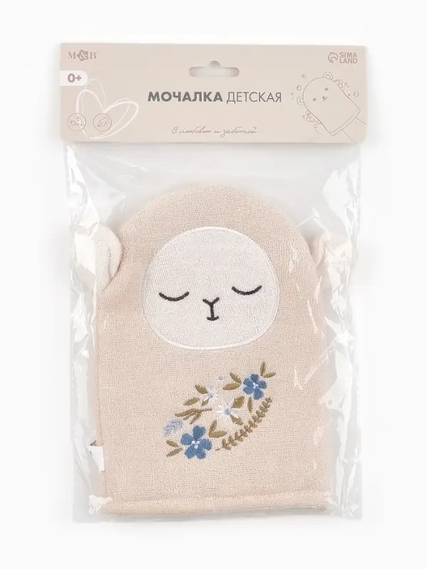 Детская мочалка для купания &laquo;Овечка&raquo;, махра, "M&B"