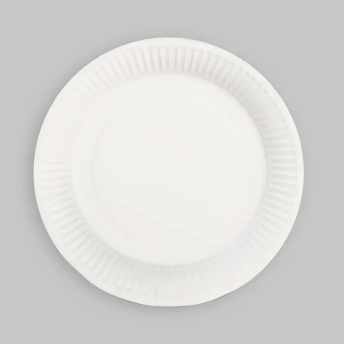 Тарелка одноразовая бумажная однотонная, желтая, 18 см