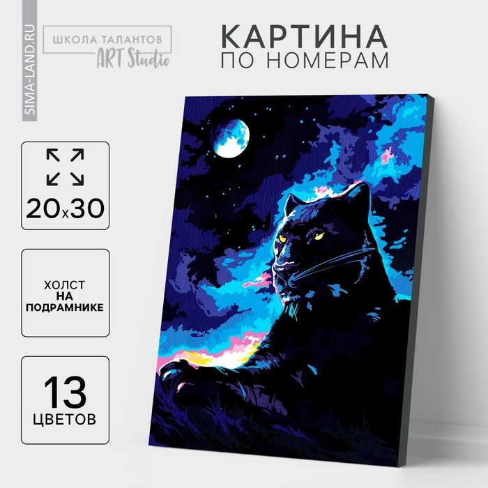 Картина по номерам на холсте с подрамником «Пантера в ночи» 20х30 см Картина по номерам на холсте с подрамником «Пантера в ночи» 20х30 см