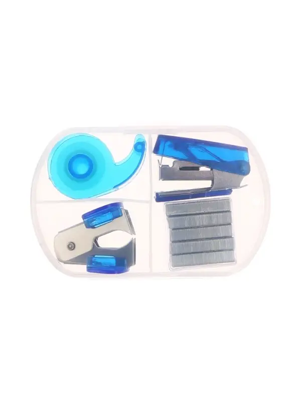 Степлер №10, от 5 листов, скобы 500 шт., антистеплер, диспенсер с клейкой лентой 10 мм&times;2метра