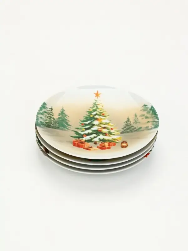 Посуда новогодняя «Новый Год», набор 4 предмета: тарелка Посуда новогодняя «Новый Год», набор 4 предмета: тарелка