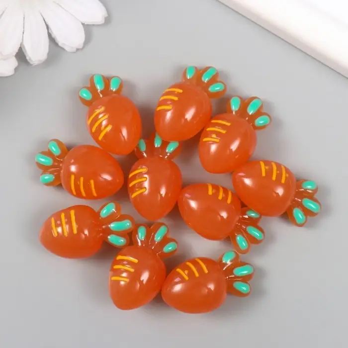 Бусина для творчества пластик "Морковка" 3,2х2,3х1,5 см