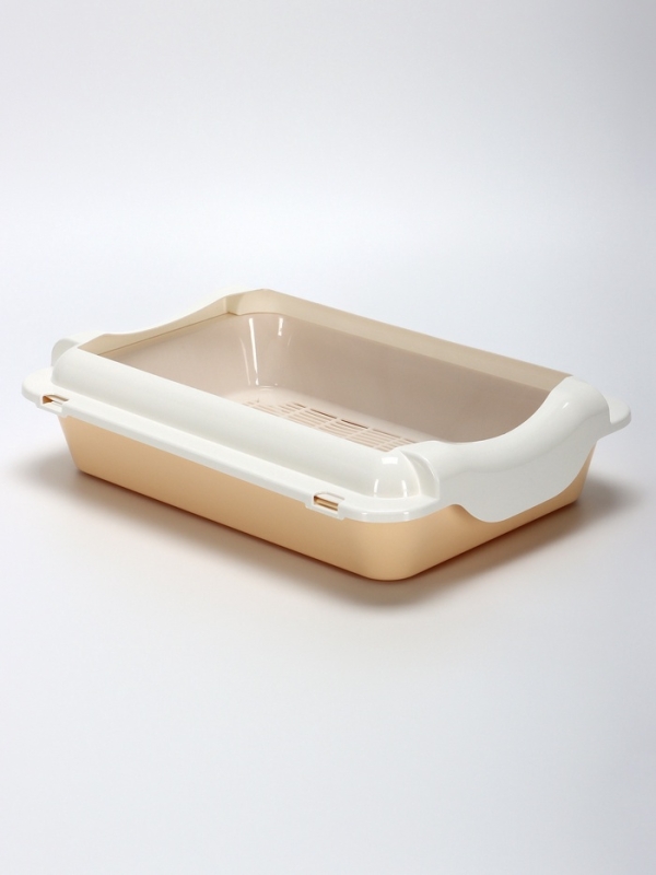 Туалет средний с бортом и сеткой 36 х 26 х 9, см, лоток бежевый, сетка и борт белые Туалет средний с бортом и сеткой 36 х 26 х 9, см, лоток бежевый, сетка и борт белые