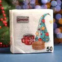 Салфетки новогодние бумажные Гармония цвета «Волшебный колпак», 24х24 см, 50 шт