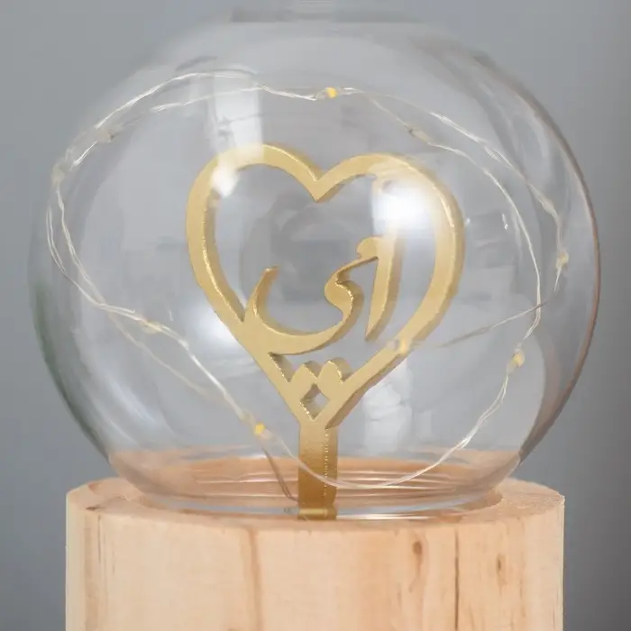 Фигурка светящаяся RISALUX &laquo;Сердце&raquo;, LED-ночник, 3&times;AG10, шар-8 см, 6.5&times;6.5&times;11.5 см