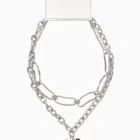 Цепь "Сердце" железо (набор 2шт) , 32/40см, цвет серебро