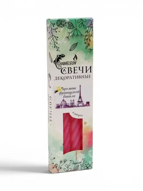 Набор: свечи ароматизированные витые 1.9&times;24 см, 4 шт., 40 г, 8 ч, французская ваниль