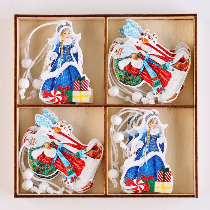 Набор новогодних подвесок «Дед Мороз и Снегурочка» 12 шт., МИКС Набор новогодних подвесок «Дед Мороз и Снегурочка» 12 шт., МИКС