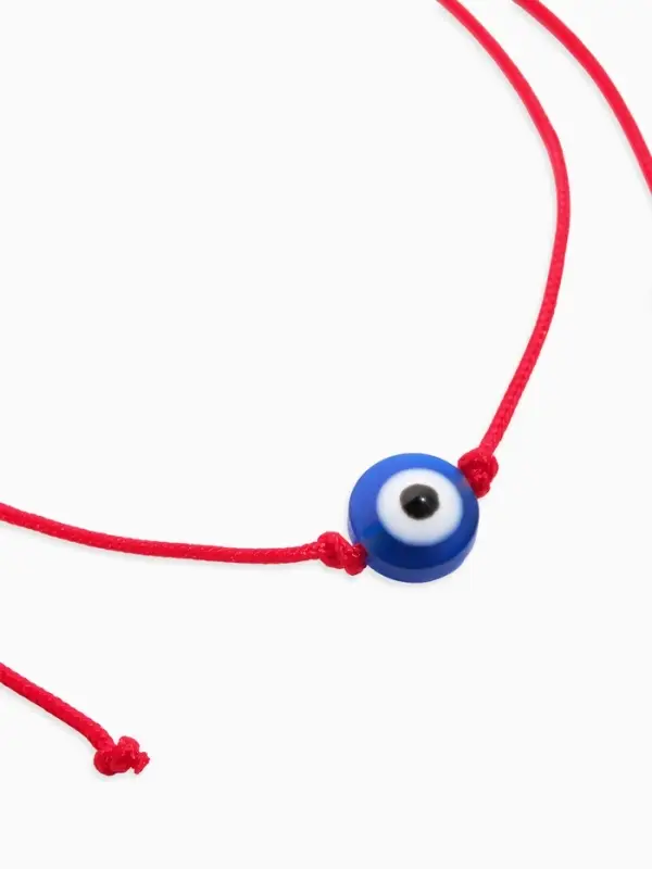 Браслет-оберег «Красная нить» талисман защиты, глазик от сглаза, синий, d=8 см