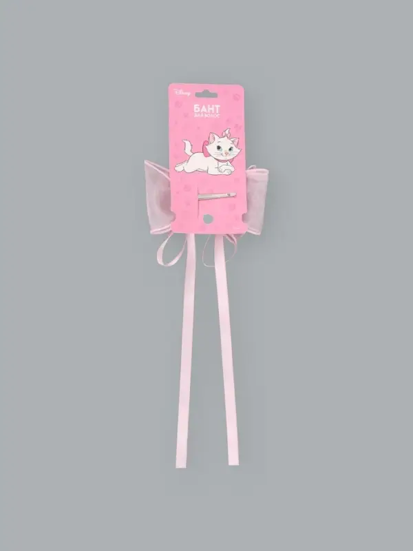 Бант для волос на заколке с лентами, розовый, Кошечка Мари