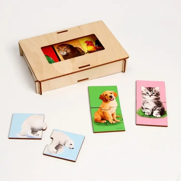 Обучающая игра пазл-половинки Лесная мастерская &laquo;Животные&raquo;, головоломка, 12 пазлов, 24 детали