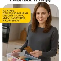 Ящики пластиковые для хранения, с крышкой, набор 2 шт.: 10 л, 16 л, прозрачно-матовый