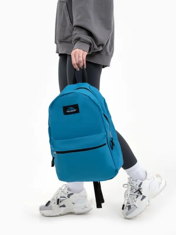 Рюкзак школьный на молнии, с карманом, однотонный, размер 30&times;12&times;40 см, синий