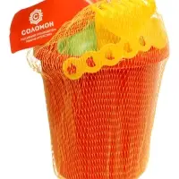 Набор для игры в песке (Ведро 1л, 4 формочки фрукты-ягоды, грабельки и лопатка)