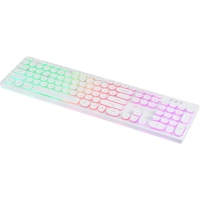 Клавиатура Oklick 420MRL белый USB slim Multimedia LED (1091227)