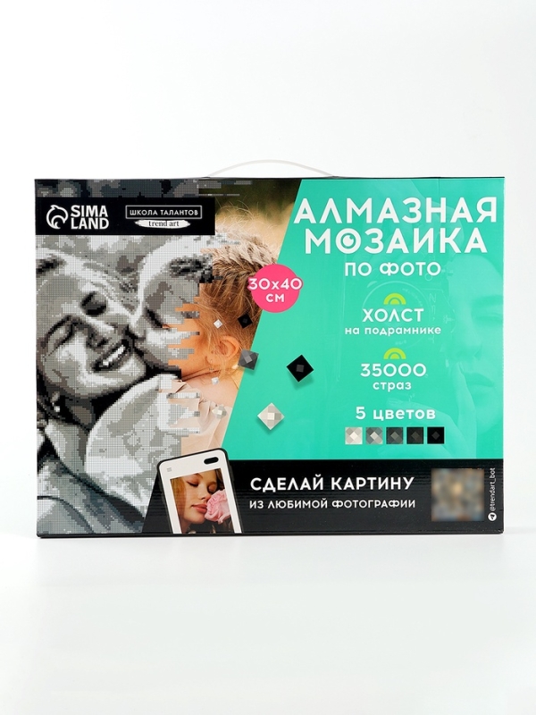 Алмазная мозаика по фото с полным заполнением «Gray», на холсте с подрамником, 30 х 40 см
