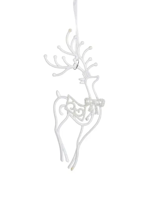 Ёлочная игрушка &laquo;Зимнее волшебство. Бегущий олень блеск&raquo;, 10&times;19 см, белый, МИКС