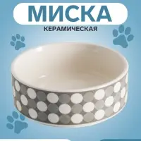 Миска &laquo;Горошек&raquo;, 200 мл, 10.5&times;10.5&times;4 см, керамика, серая, белая