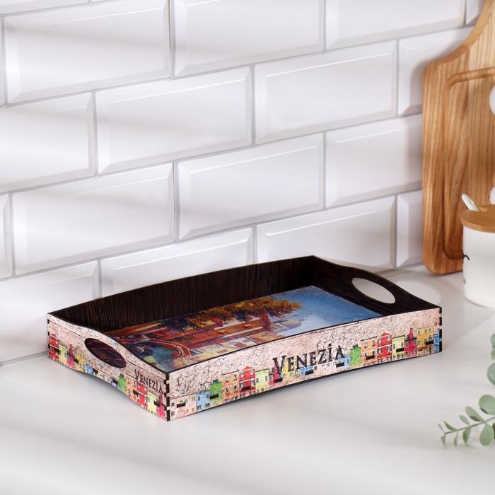 Поднос с ручками Поднос с ручками "Венеция", деревянный, 30х20х4,5см