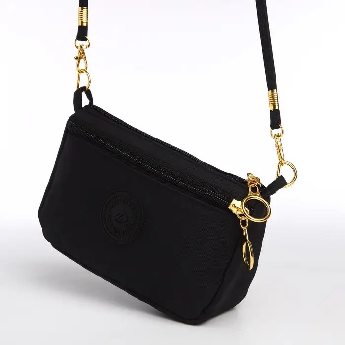 Сумка женская кросс-боди на молнии, 18&times;6.5&times;12 см, однотонная, чёрная