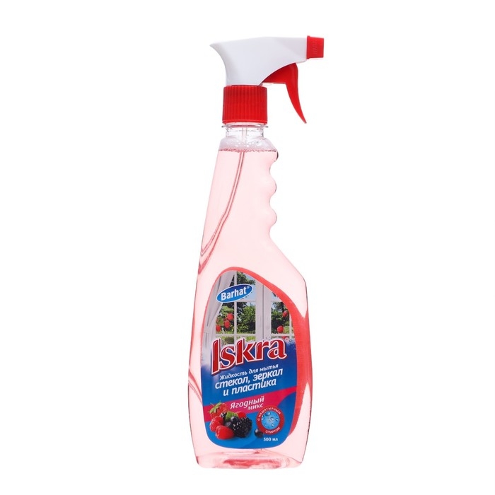 Средство для мытья стёкл и зеркал БАРХАТ ISKRA, Ягодный микс, 500 мл Средство для мытья стёкл и зеркал БАРХАТ ISKRA, Ягодный микс, 500 мл