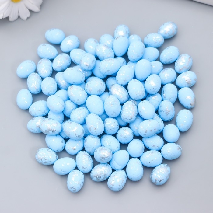 Декор пасхальный Декор пасхальный "Яйцо - серебристая крапинка" набор 100 шт голубой 1,5х1,8 см, 8х8х8 см