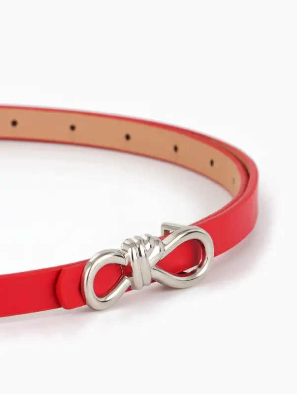 Ремень женский &laquo;Бант&raquo;, серебристая пряжка, 1.5&times;110 см, гвоздик, красный