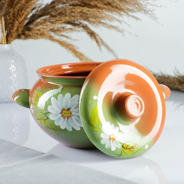 Жаровня  Жаровня "Ромашка" на зелёном, 2л