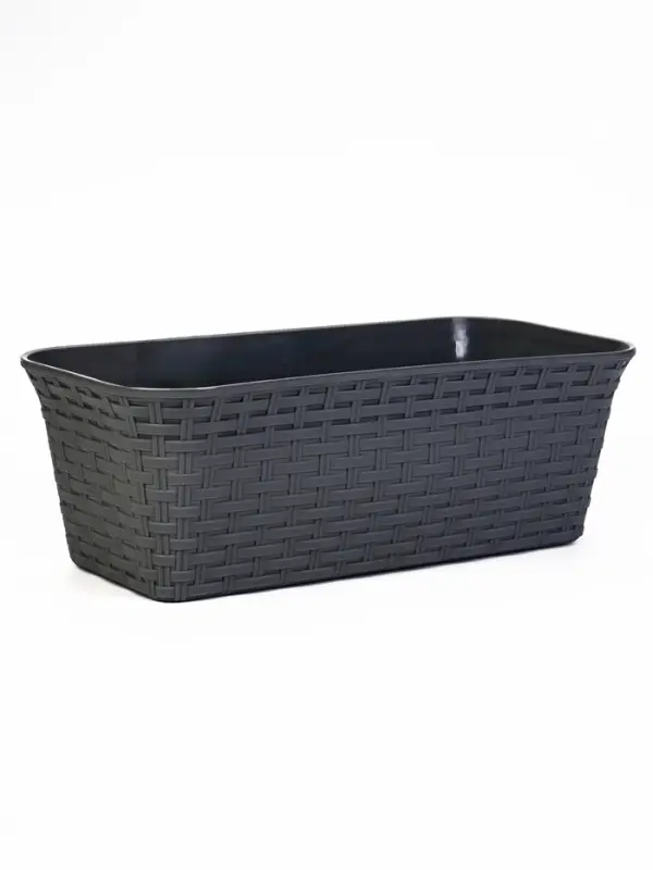 Ящик балконный для цветов &laquo;Ротанг&raquo;, 13 л, 43&times;20&times;14.5 см, с дренажной вставкой, пластиковый, серый