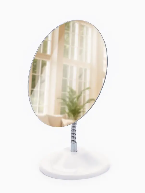 Зеркало настольное, на гибкой ножке, 13.5&times;27 см, (13.5&times;16.2 см), белое