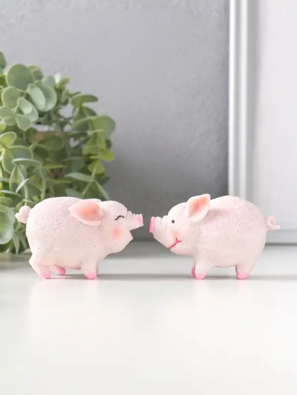 Сувенир полистоун "Поросята - поцелуй" набор 2 шт 4х7,3х4,5 см