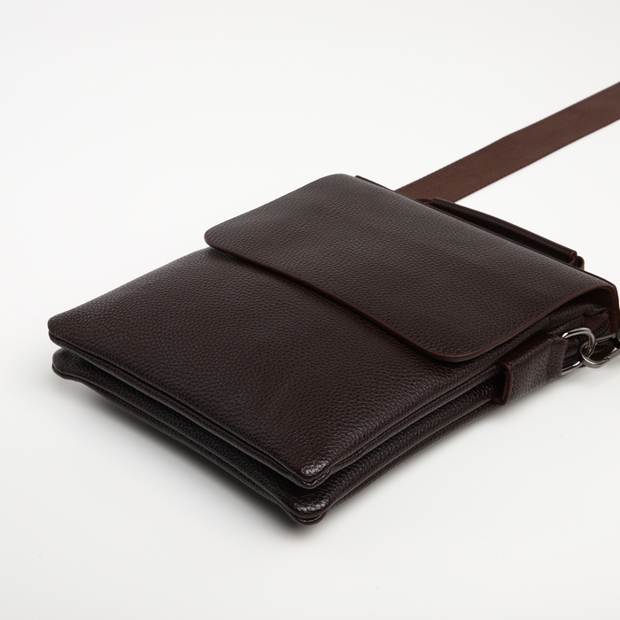 Сумка мужская на клапане TEXTURA, наружный карман, цвет коричневый Сумка мужская на клапане TEXTURA, наружный карман, цвет коричневый