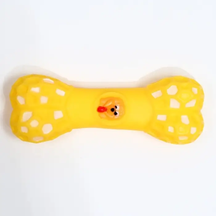 Игрушка для собак &laquo;Кость с портретом&raquo;, 15 см, пищащая, жёлтая