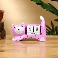 Календарь настольный «Кошка», 14×4×10 см, дерево, сиреневый