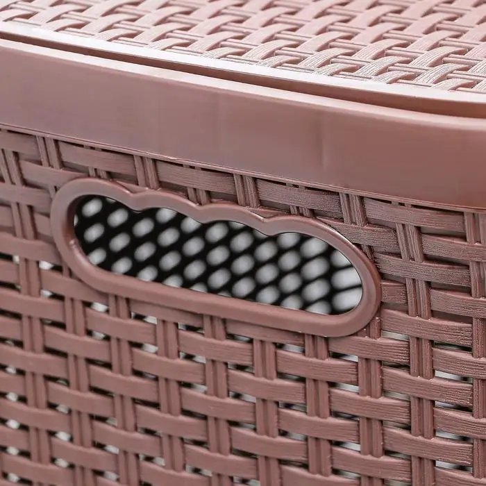 Корзина бельевая &laquo;Ротанг&raquo;, 60 л, 34.6&times;44.5&times;56 см, с крышкой, коричневая