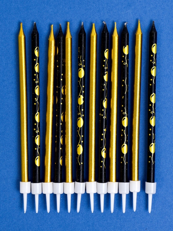 Набор свечей для торта Набор свечей для торта "Воздушные шарики", 12 шт, золотой и черный