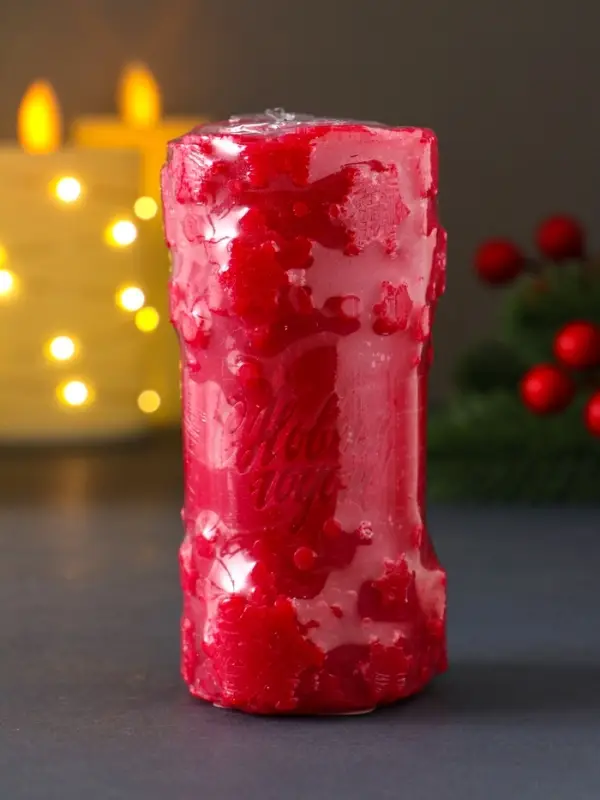 Свеча столбик  Свеча столбик "С Новым годом" 55*105 мм красная