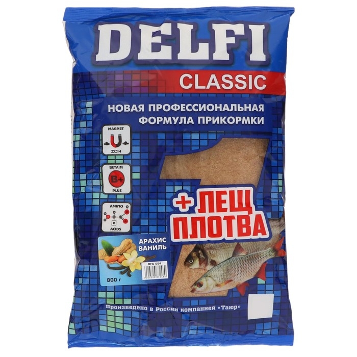 Прикормка DELFI Classic, лещ-плотва, арахис, ваниль, 800 г Прикормка DELFI Classic, лещ-плотва, арахис, ваниль, 800 г