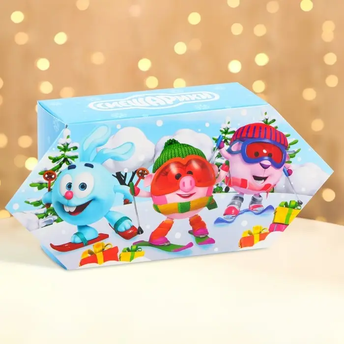 Подарочная коробка Новогодняя Конфета малая «Смешарики» лицензия 9×5.8×12.8 см (+8 см). Подарочная коробка Новогодняя Конфета малая «Смешарики» лицензия 9×5.8×12.8 см (+8 см).
