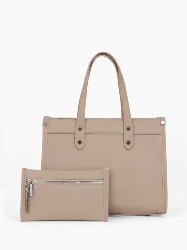 Сумка женская тоут TEXTURA на молнии, с кошельком, 30&times;10&times;24 см, бежевый