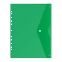 Набор папок-конвертов на кнопке 5 штук, А4, 180 мкм, Calligrata Office, прозрачная, перфорация по длинной стороне, МИКС